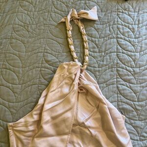 H&M Cream Halter Blouse with Gold Chain Detail